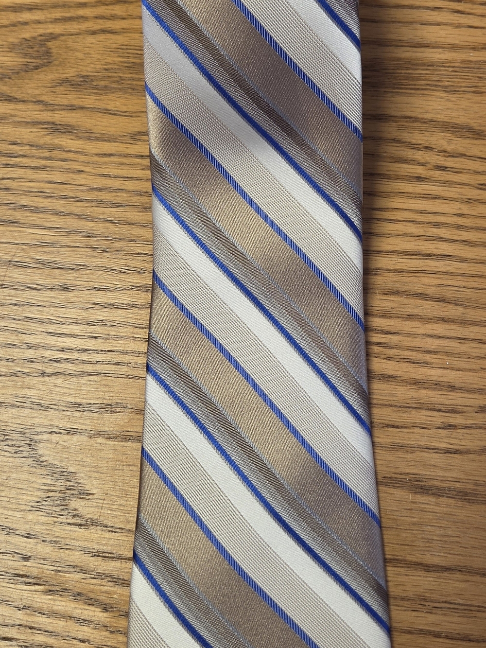 Pronto Uomo Beige, Blue and Cream Striped Tie